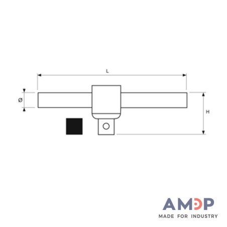 Poignee T 1/2 Antideflag 250Mm